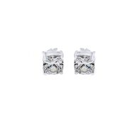 14k White Gold Over Sterling Silver Princess CZ Stud Earrings
