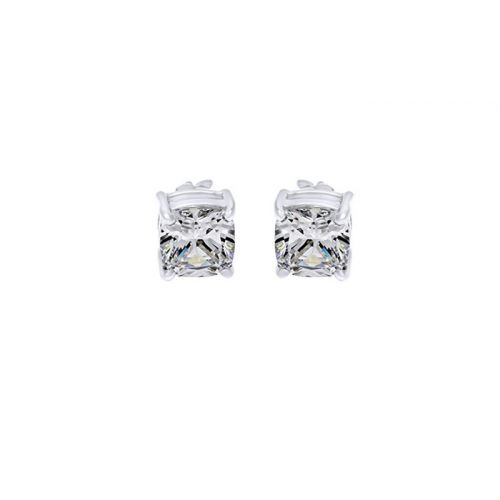  14k White Gold Over Sterling Silver Princess CZ Stud Earrings