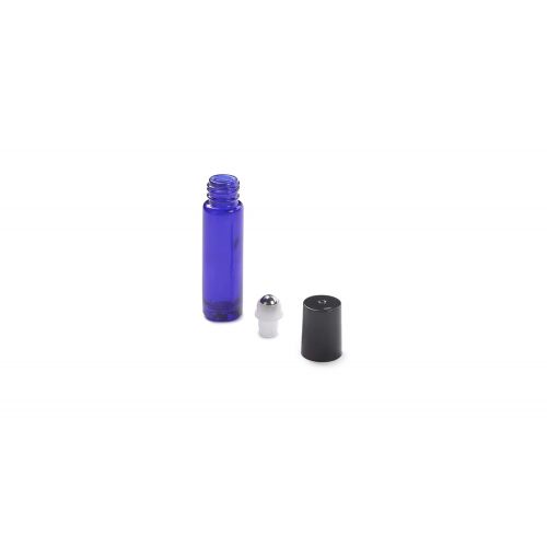  1790 10 mL Cobalt Blue Glass Roller Bottles w/Oil Key and Pipette 24 Pack - Leak Proof Stainless Steel Roller Ball - Perfect for Essential Oils, Perfumes, Colognes