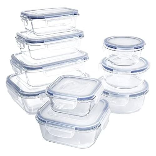  1790 Glass Food Storage Containers with Lids, Glass Meal Prep Containers, Airtight Glass Lunch Boxes, BPA-Free, Approved & Leak Proof (18 Piece - 9PK) Up to 1040℉: Kitchen & Dining