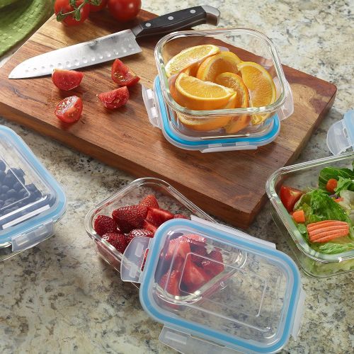  1790 Glass Food Storage Containers with Lids, Glass Meal Prep Containers, Airtight Glass Lunch Boxes, BPA-Free, Approved & Leak Proof (18 Piece - 9PK) Up to 1040℉: Kitchen & Dining