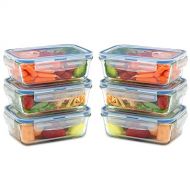 1790 Glass Meal Prep Containers for Food Storage and Prep w/Snap Locking Lids (3|6|18PK) Airtight & Leak Proof - BPA Free - Oven, Dishwasher, Microwave, Freezer Safe - Odor and Stain Re