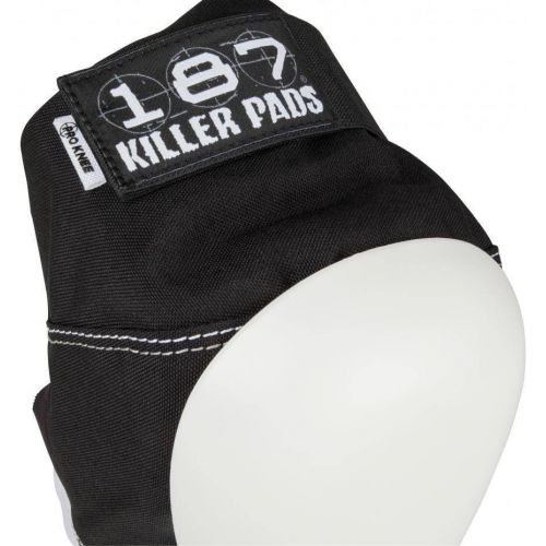  187 Killer Pads Pro Knee Pads - Black  White w White Cap - X-Small