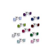 18K White Gold-Plated Stud Earrings with Swarovski Elements (10-Pair)