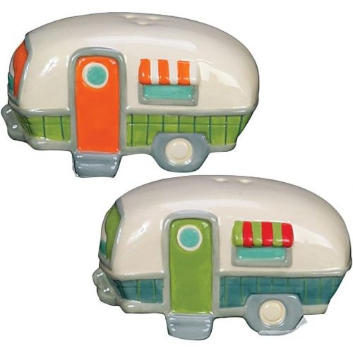  18th Street Gifts Happy Camper Dish Towels and Salt Pepper Set, 4 Piece Set of Camping Decor for RV