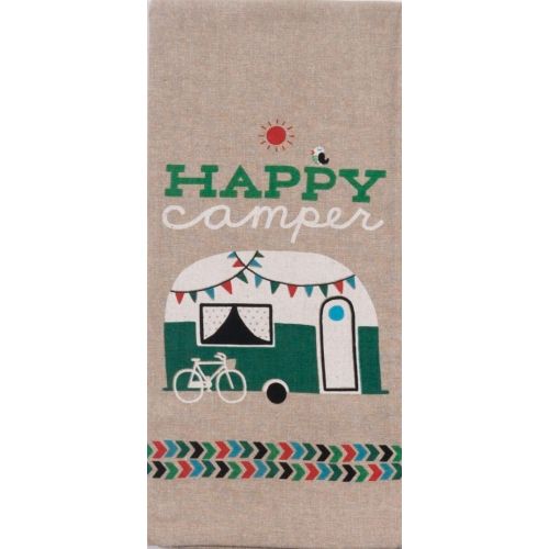  18th Street Gifts Happy Camper Dish Towels and Salt Pepper Set, 4 Piece Set of Camping Decor for RV