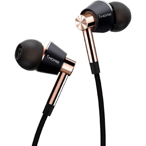  1MORE Triple Driver In-Ear Earphones Hi-Res Headphones with High Resolution, Bass Driven Sound, MEMS Mic, In-Line Remote, High Fidelity for SmartphonesPCTablet - Gold