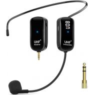1Mii UHF Wireless Microphone Headset, 165ft Range, 1/4'' & 1/8'' Plug, 6H Long Battery Life, Wireless Headset Mic & Handheld Mic 2 in 1, for Amplifier, Mic Speakers, PA System, Teaching, Fitness