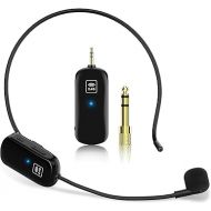 1Mii Wireless Microphone Headset, 2.4G Wireless Headset Mic and Handheld Mic 2 in 1, 165ft Range, 1/8''&1/4'' Plug, for Speakers, Voice Amplifier, PA System