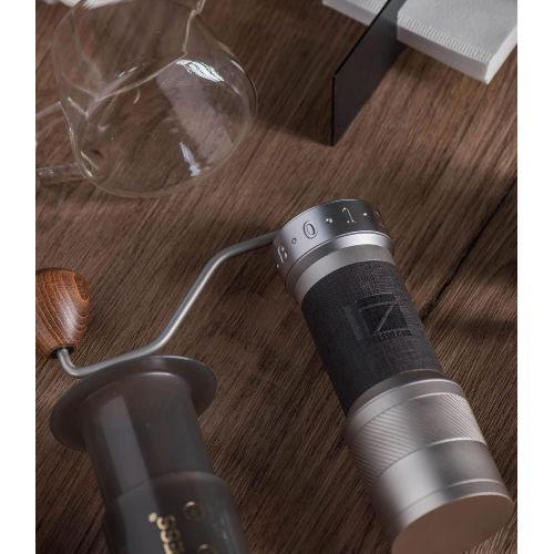  1Zpresso K-PLUS Manual Coffee Grinder with Assembly Consistency Grind Stainless Steel Conical Burr, Intuitive Numerical External Adjustable Setting, Magnet Catch Cup Capacity 40g