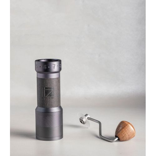  1Zpresso K-PLUS Manual Coffee Grinder Iron Gray with Assembly Consistency Grind Stainless Steel Conical Burr, Intuitive Numerical External Adjustable Setting, Magnet Catch Cup Capa