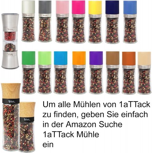  1aTTack.de Pfeffermuehle Salzmuehle Gewuerzmuehle unbefuellt mit Keramik Mahlwerk in Geschenk Verpackung - 230ml - Hoehe 20.5cm - hellblau blau