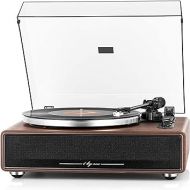 1 by ONE High Fidelity Belt Drive Turntable with Built-in Speakers, Vinyl Record Player with Magnetic Cartridge, Bluetooth Playback and Aux-in Functionality, Auto Off