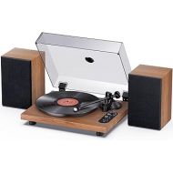 1 by ONE Record Player, Hi-Fi System Bluetooth Turntable Players with Stereo Bookshelf Speakers, Phono Preamp, AT-3600L, Adjustable Counterweight, Bluetooth Output&Input, 2-Speed Belt Drive