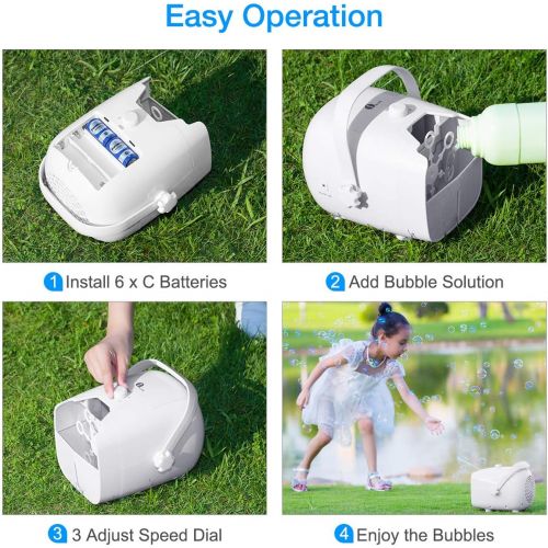  [아마존 핫딜]  [아마존핫딜]1 BY ONE 1byone Automatic Bubble Blower Machine For Kids with 2 Speed Level, Operated By Plug In or Battery