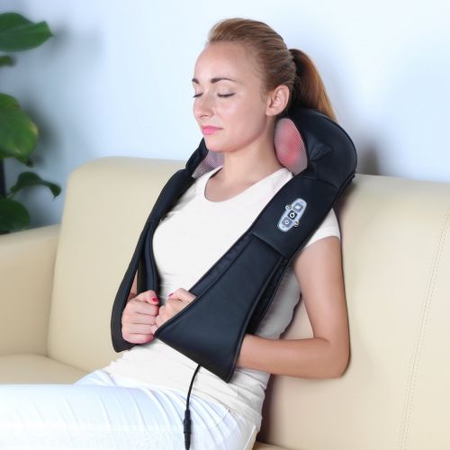  1byone Shiatsu Deep-Kneading Massager with Heat and Car Adapter for Neck, Shoulder, Back, Arms, Legs Massage