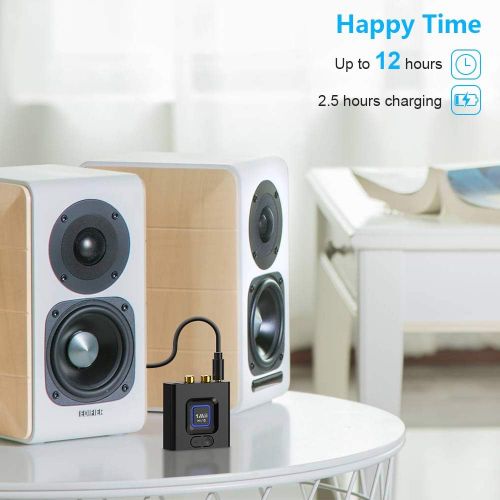  [2022] 1Mii Bluetooth Audio Receiver 12hrs Playtime, Bluetooth 5.0 Adapter for Home Stereo Music Streaming System, Low Latency, Bass Mode