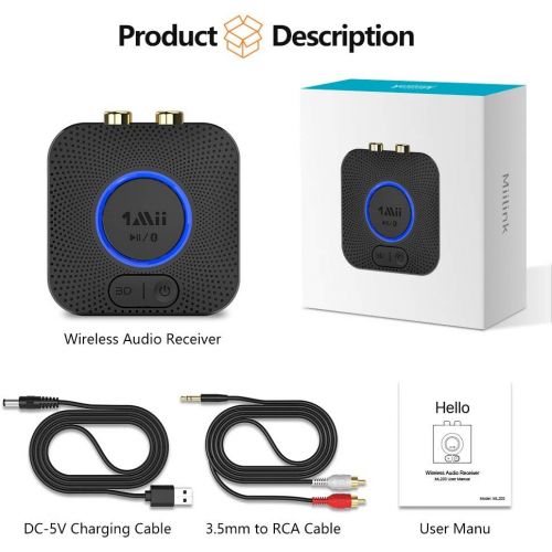  [Upgraded] 1Mii B06 LL Mini Bluetooth Receiver, HiFi Wireless Audio Adapter, Bluetooth Receiver with 3D Surround aptX Low Latency for Home Stereo System 12hrs Playtime
