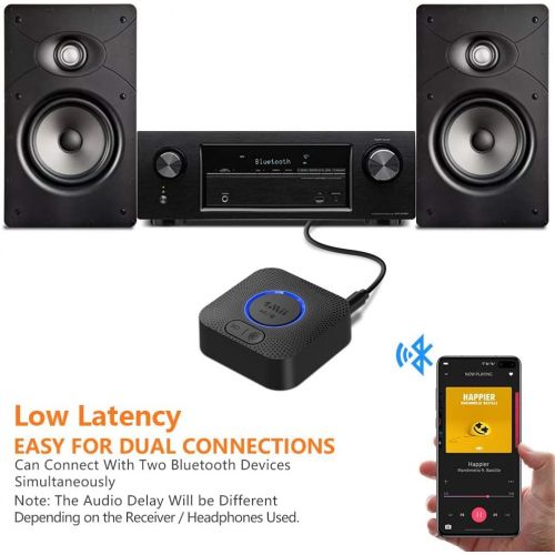  [Upgraded] 1Mii B06 LL Mini Bluetooth Receiver, HiFi Wireless Audio Adapter, Bluetooth Receiver with 3D Surround aptX Low Latency for Home Stereo System 12hrs Playtime