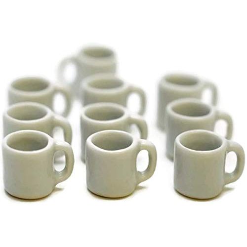  1shopforyou 10 White Ceramic Coffee Mug Tea Cup Dollhouse Miniatures Food Kitchen