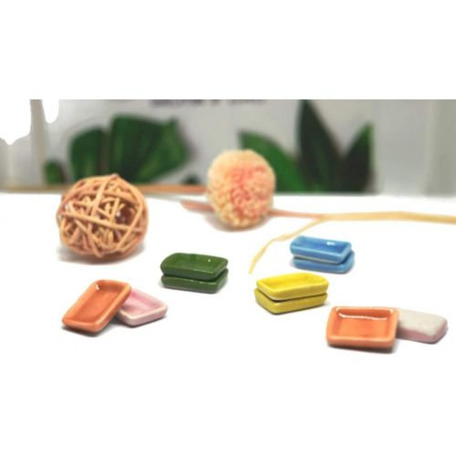  1shopforyou 10 Mix Colorful Ceramic Plate Dish Bowl Dollhouse Miniatures Toys Dishes Food Kitchen by Handmade
