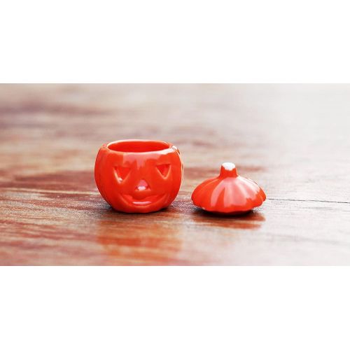  1shopforyou 2 Pcs Dollhouse Miniatures Ceramic Halloween Pumpkin Carved Jack-O-Lantern