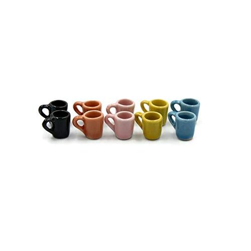 1shopforyou 10 Mix Colorful Ceramic Coffee Mug Tea Cup Vintage Dollhouse Miniature Kitchen Food Supply No .211