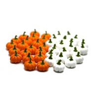 1shopforyou Mixed 20 Psc White & Orange Pumpkins Mini Artificial Lifelike Fake Fruit House Kitchen Decoration for Halloween Dollhouse Miniatures Food Kitchen