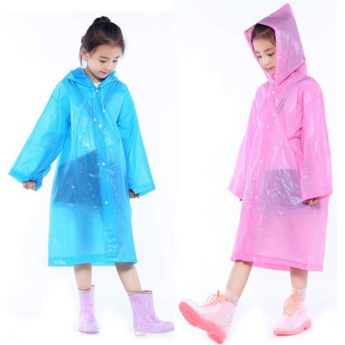  [아마존베스트]YiHee 2 Packs Kids Rain Ponchos, Portable Reusable Emergency Raincoat for 6-12 Years Old Boys Girls, Children Rain Wear for Outdoor Activities - Blue&Pink