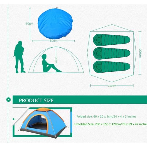  DKISEE 2 Person Tent Instant Camping Light Weight Waterproof Family Tent Easy Set-Up Backpacking Tents for Camping Hiking Traveling with Carrying Bag