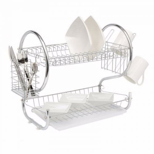  2-Tier Chrome Dish Drainer Rack