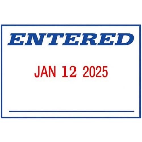  2000 PLUS 4-In-1 Date and Message Stamp, Self-Inking, ENTERED, PAID, RECEIVED, FAXED, 1-3/4 x 1-1/8 Impression, Red and Blue Ink (032519)