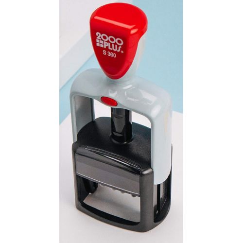  2000 PLUS 4-In-1 Date and Message Stamp, Self-Inking, ENTERED, PAID, RECEIVED, FAXED, 1-3/4 x 1-1/8 Impression, Red and Blue Ink (032519)