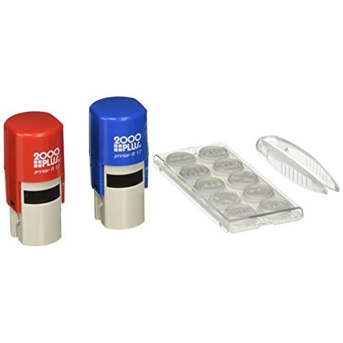  2000 PLUS Stamp Kit, Self-Inking, 10 Office Themed Messages, 5/8 Impression, Red and Blue Stamps (030459)