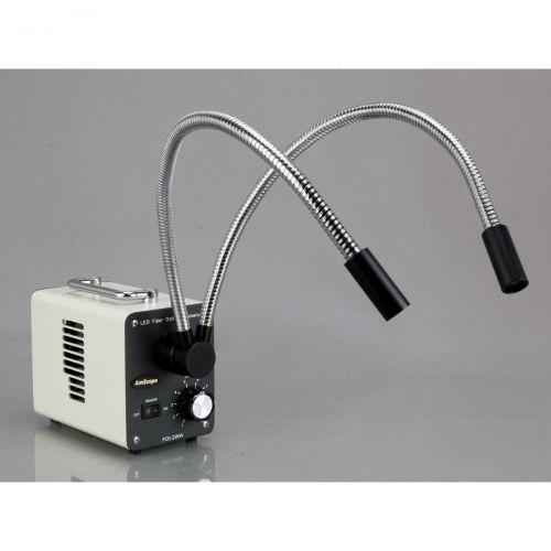  20W LED Fiber Optic Dual Gooseneck Lights Microscope Illuminator by AmScope