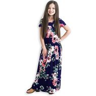 [아마존 핫딜] [아마존핫딜]21KIDS Girls Maxi Dress,Kids Floral Casual T-Shirt 3/4 Sleeve Dresses with Pocket for Girls 6-12T
