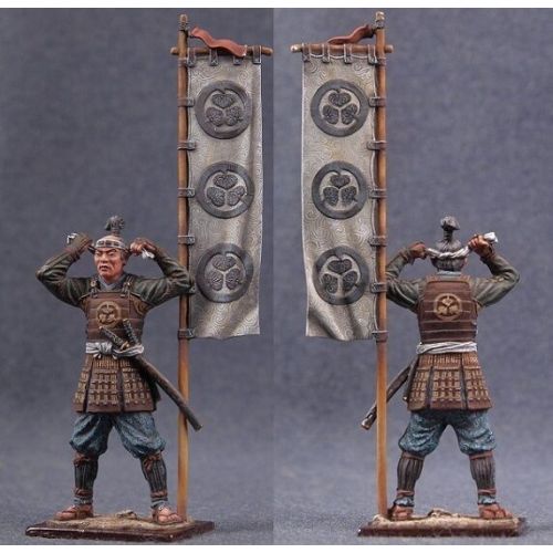  21st Century Toys Tin toy soldiers ELITE painted 54 mm Japanese Warrior Ashigaru with Flag