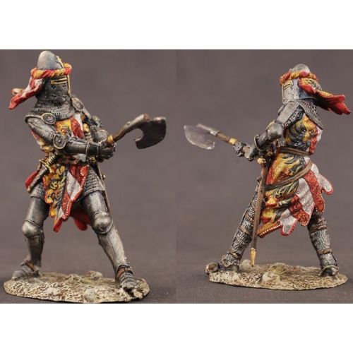  21st Century Toys Tin toy soldiers ELITE painted 54 mm Medieval knight with an ax.