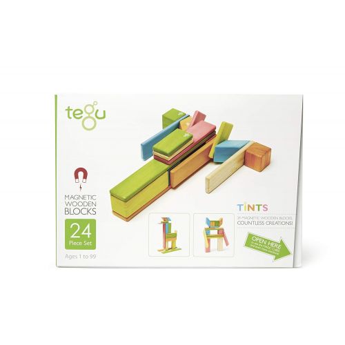  24 Piece Tegu Magnetic Wooden Block Set, Tints