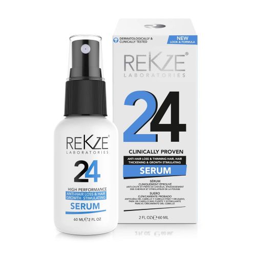  REKZE 24 Clinically Proven Hair Growth Serum & Anti-Hair Loss Treatment For Men & Women, For Thinning Hair, Thickening & Regrowth, Strong DHT Blocker With Procapil, Keratin, Collag