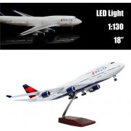 24-Hours 18” 1:160 1 Scale Model Airplane Model Lufthansa A380 with LED Light(Touch or Sound Control) for Business Gift