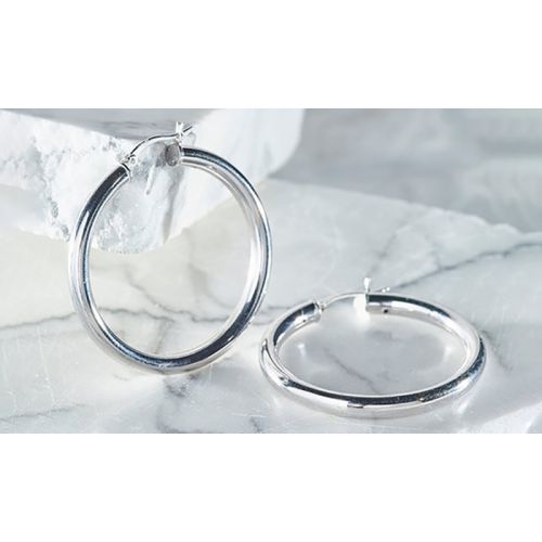  25mm Classic French Lock Hoops in Solid Sterling Silver