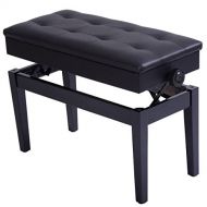28.7 Black Adjustable Height Double Duet Piano Bench Capacity 330 Lbs