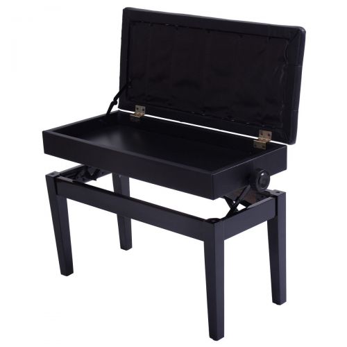  28.7 Black Adjustable Height Double Duet Piano Bench Capacity 330 Lbs