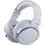 Pro Matte White Over-Ear Professional Wired DJ Headphones - Closed Back, Plush Ear Cushions, Adjustable Earpads, Foldable, and Joint Listening