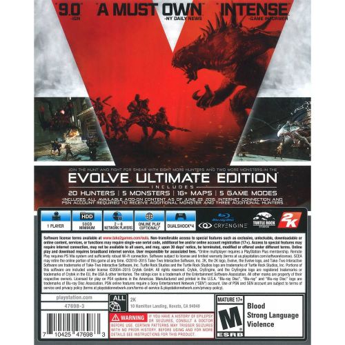  2K Evolve Ultimate Edition, Take 2, PlayStation 4, 710425476983