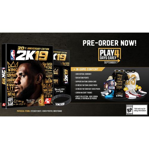  NBA 2K19 20th Anniversary Edition, 2K, Xbox One, 710425590627