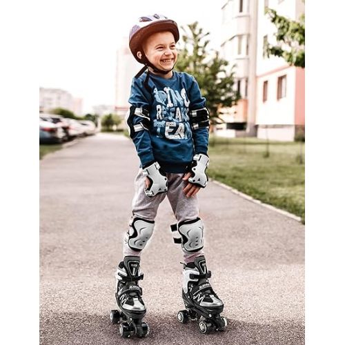  2PM SPORTS Roller Skates for Girls, 4 Size Adjustable Light up Kids Skates, Beginner Roller Skates for Boys Indoor Outdoor