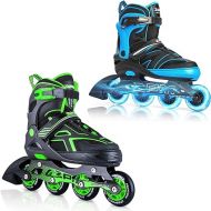 2PM SPORTS Green Medium Inline Skates + New Blue Medium Inline Skates for Kids