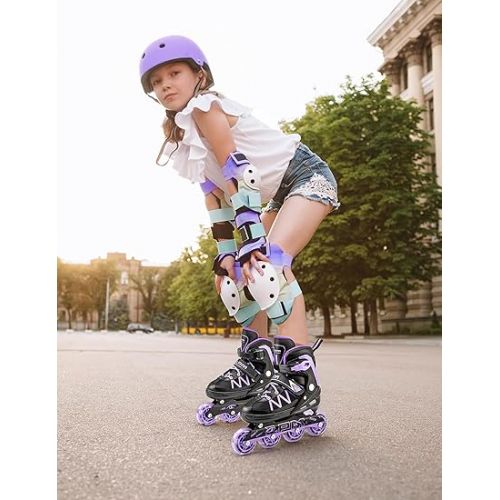  2PM SPORTS Girls Adjustable Inline Skates, Fun Roller for Kids, Beginner Illuminating Wheels Skates for Boys, Men and Ladies